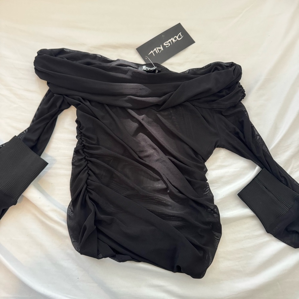 Black Off-Shoulder Ruched Women's Top - Generation Kiss - brand new